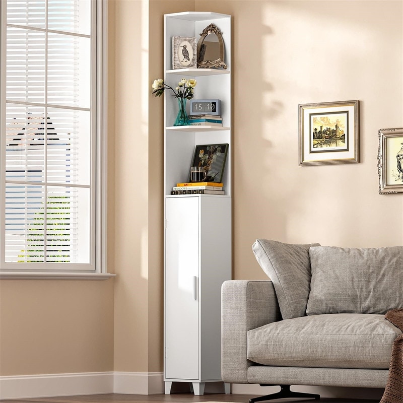 74.8" Tall Corner Cabinet with Door - Compact Storage