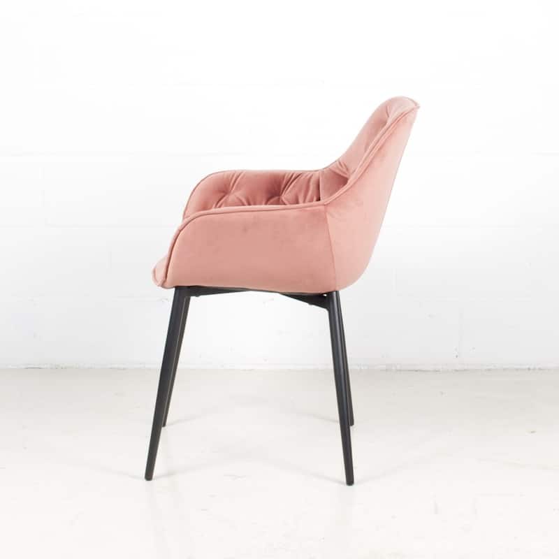 (Set of 2) Marcela Scandinavian Tufted Velvet & Metal Accent Arm Chair
