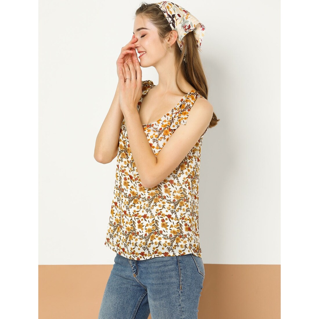Shop Allegra K Women S U Neck Floral Print Casual Chiffon Blouse