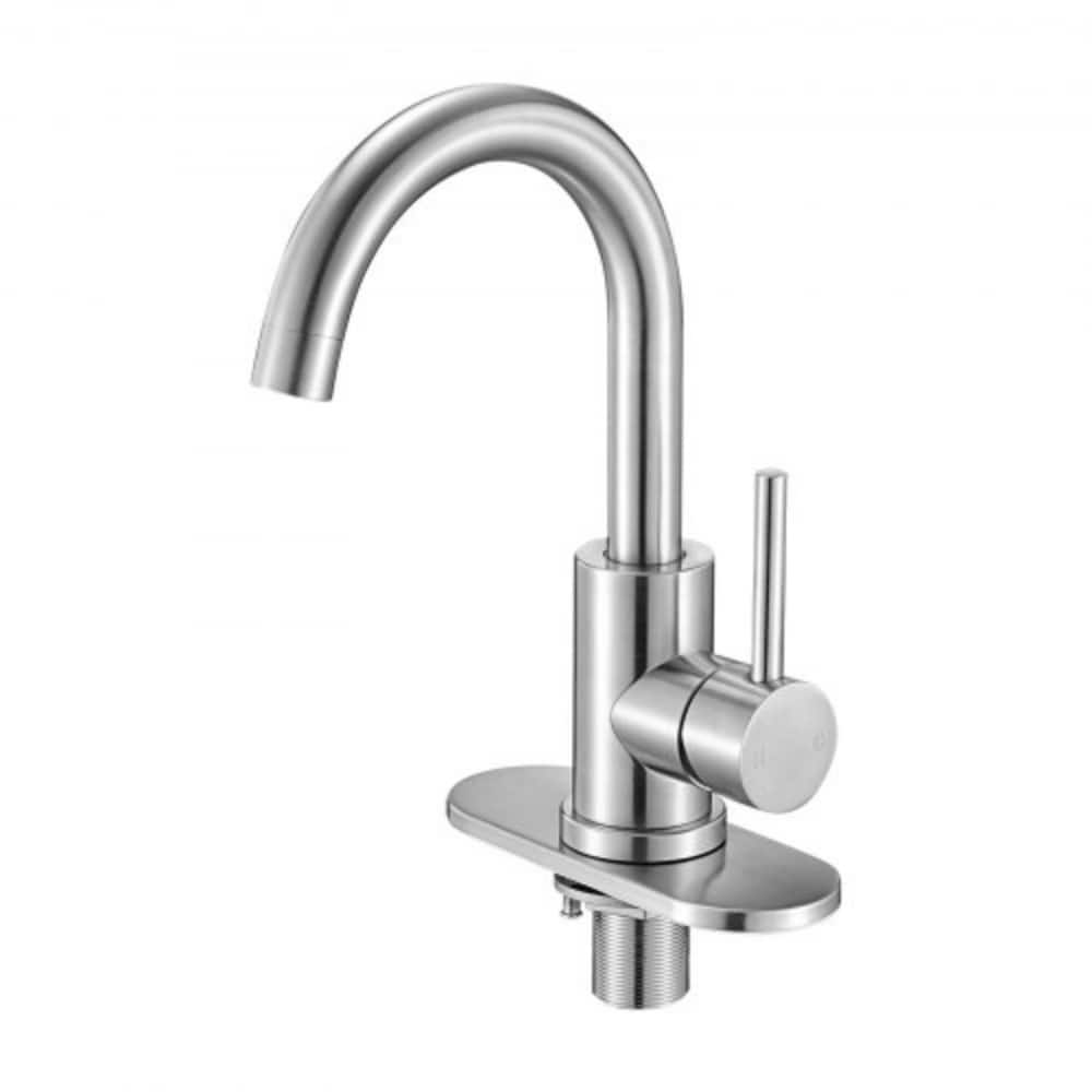 Silver Stainless Steel Kitchen Faucet with 360 Rotating High-Arc Spout - 7.20 x 1.97 x 11.61 inch
