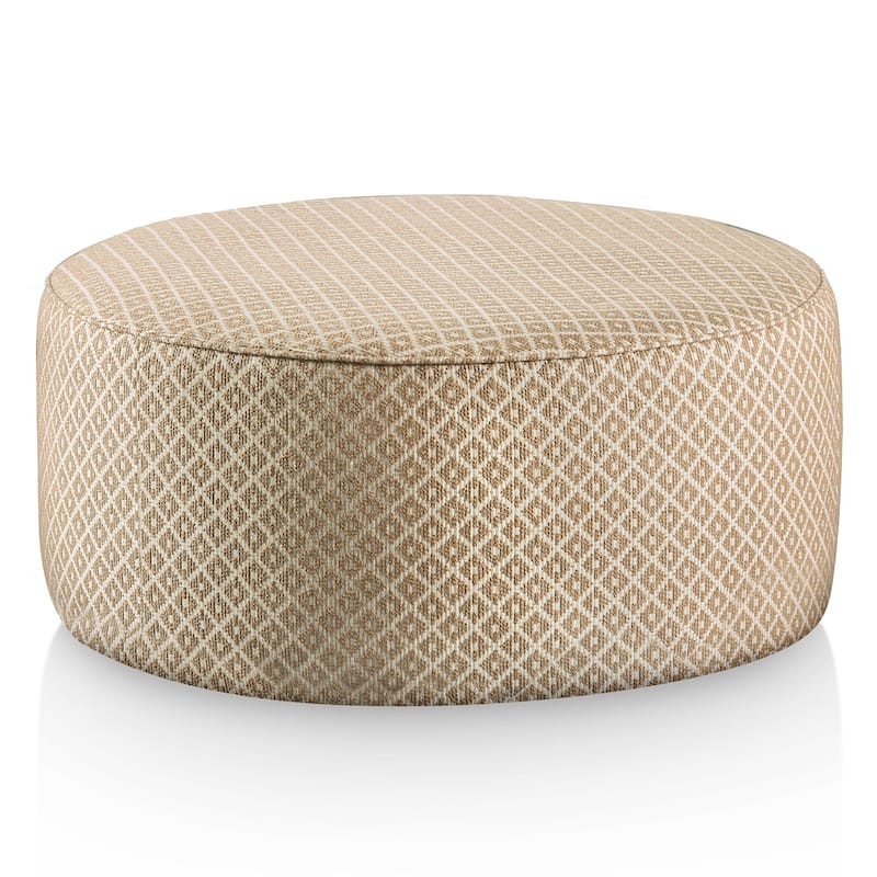 Ruwa Transitional Gold Pattern Round Ottoman by Furniture of America