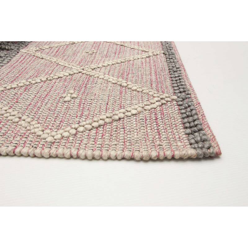 ECARPETGALLERY Braid weave Sienna Pink Wool Rug - 6'2 x 8'11