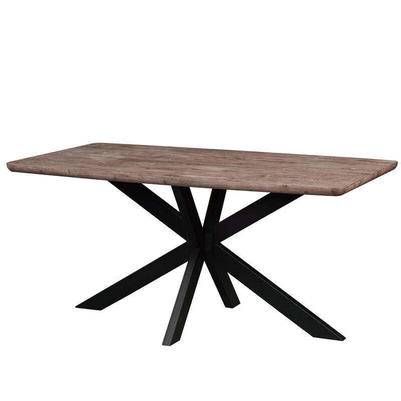 7-Piece Dining Set with 63-Inch Rectangular MDF Dining Table and 6 Leather Arm Chairs