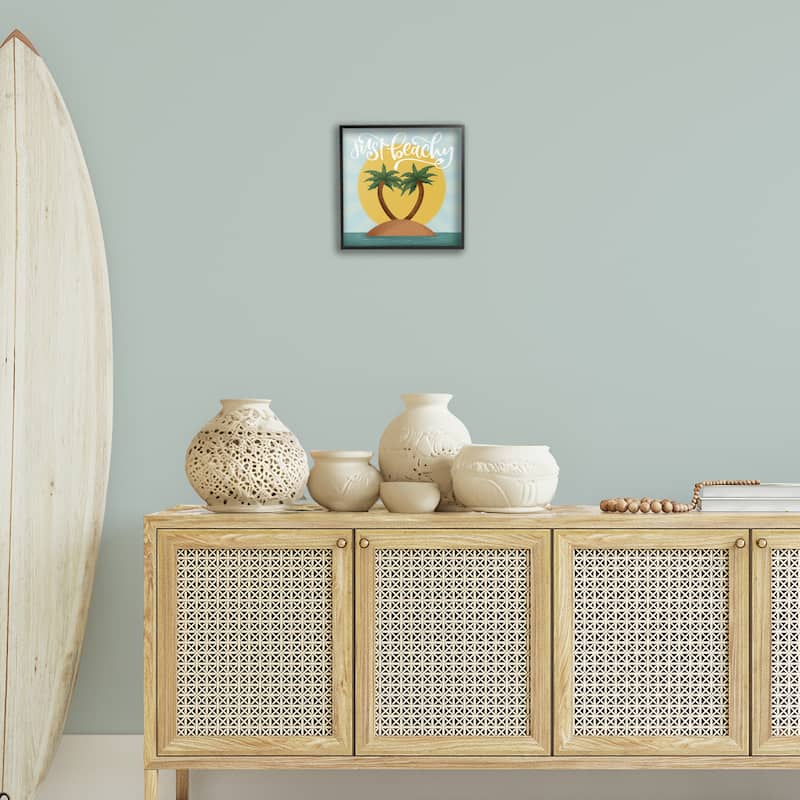 Stupell Just Beachy Tropical Island Framed Giclee Art Design By Sarah Hickman