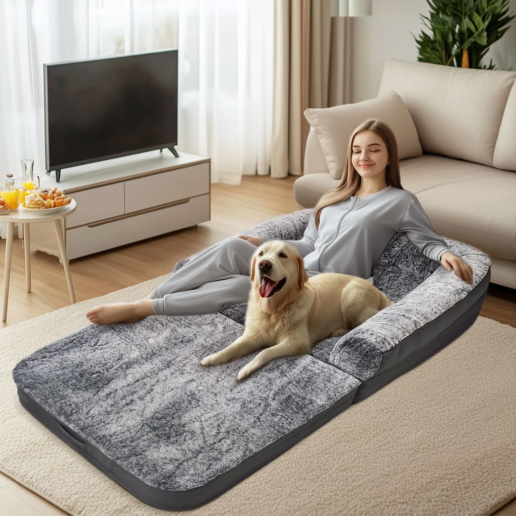 Waterproof Giant Foldable Human Dog Bed with Remove Cover Adult People - 71"x38"x11"