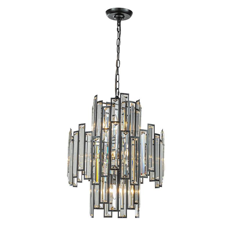 10-Light 18" Wide Modern and Contemporary Luxury Black Metal with Clear Crystal Chandelier for Dining Room, Living Room