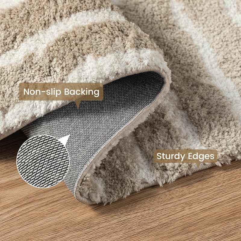 Glitzhome Modern Geometric Abstract Pattern High-Low Shag Area Rugs