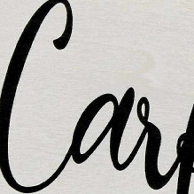 HomeRoots 14" Gray And Black Carpe Diem Round Serving Tray With Handles - 13.75 in. x 1.65 in. x 13.75 in.