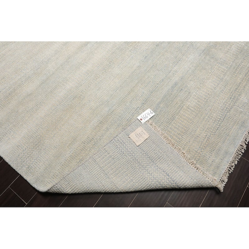 Hand Knotted Beige Persian Wool and Silk Modern Oriental Area Rug