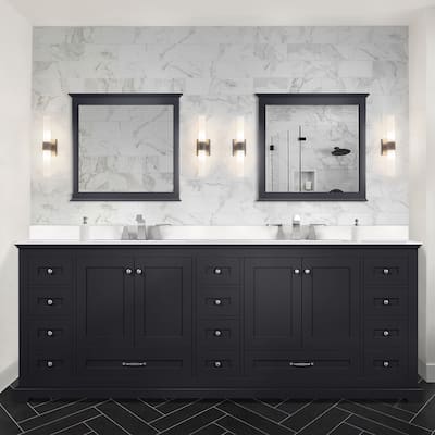 Dukes 84 in. W x 22 in. D Espresso Double Bath Vanity and White Quartz Top