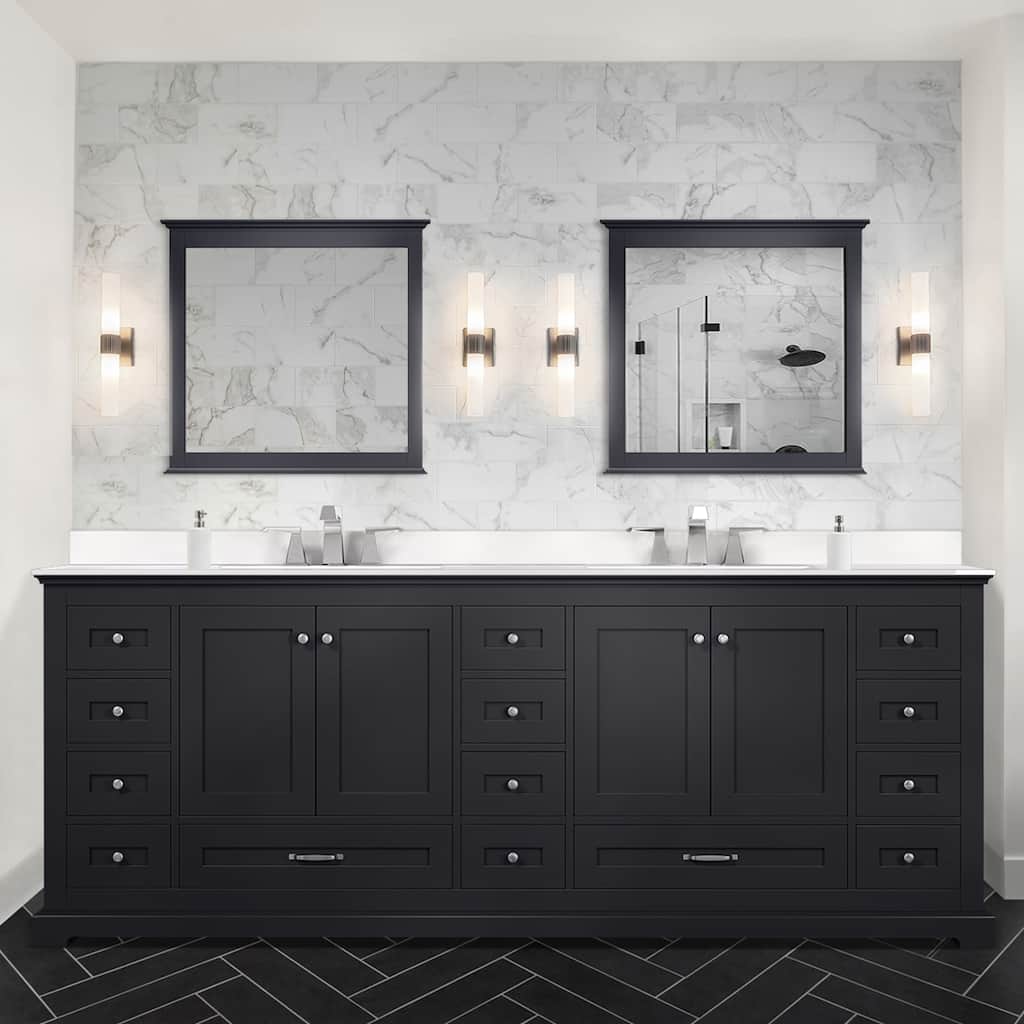 Dukes 84 in. W x 22 in. D Espresso Double Bath Vanity and White Quartz Top