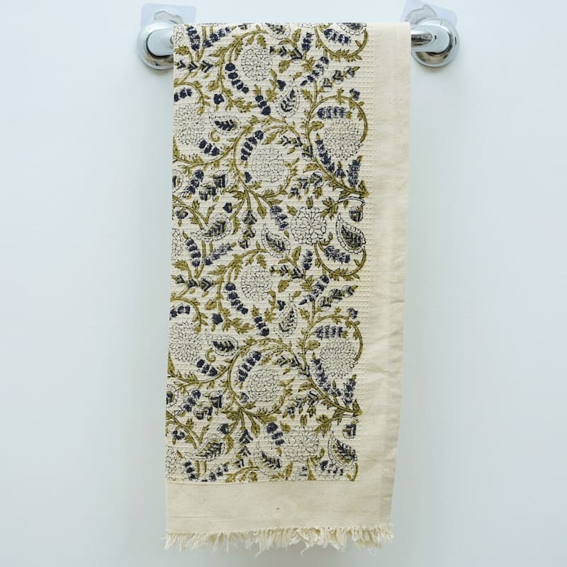 Fabdivine Handmade Floral Block Print Kitchen or Bath Room Hand Towels Home or Office Accent