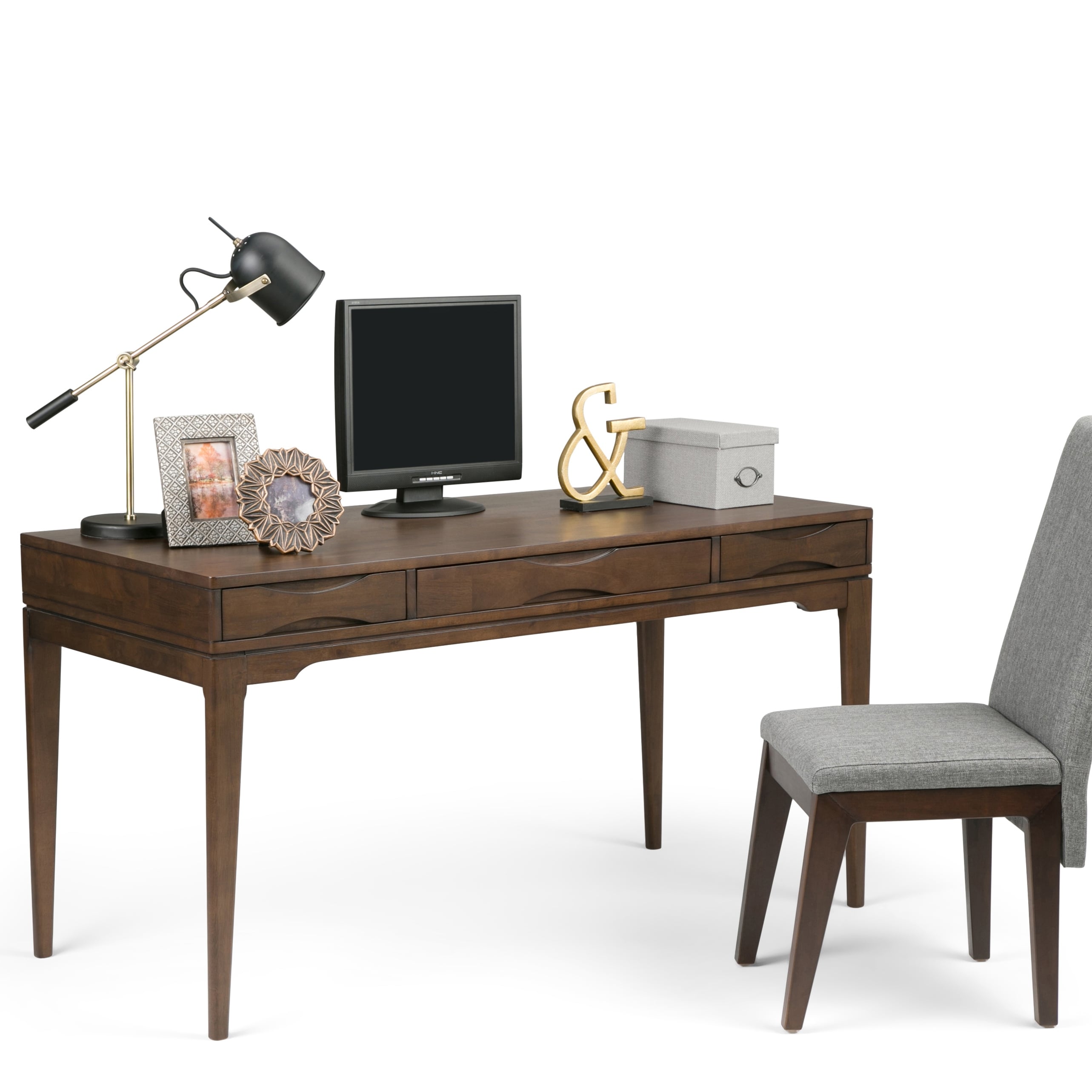 WYNDENHALL Pearson SOLID HARDWOOD Mid Century Modern 60 inch Wide Writing Office Desk