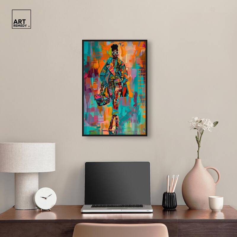 Bold Patchwork Style Canvas by Art Remedy