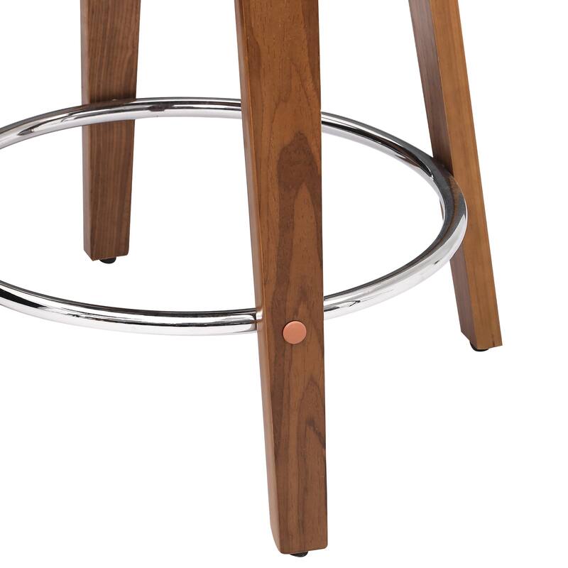 LUE BONA 26"H Modern Walnut Swivel Counter Height Stools, Bar Stools with Backs Set of 3 - 26" H