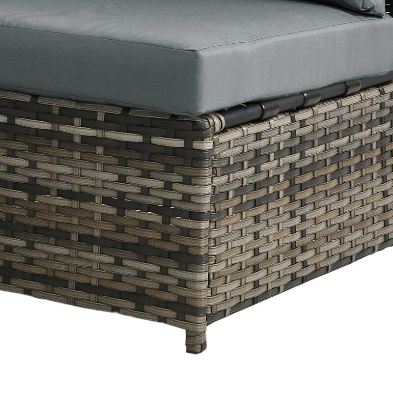 5-Person Outdoor Wicker Patio Conversation Sets with Table and Cushion