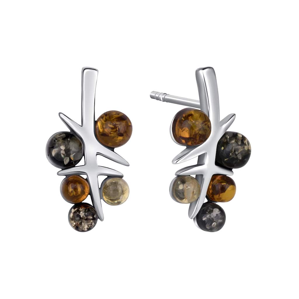 Baltic Amber Multicolor Earrings in Sterling Silver