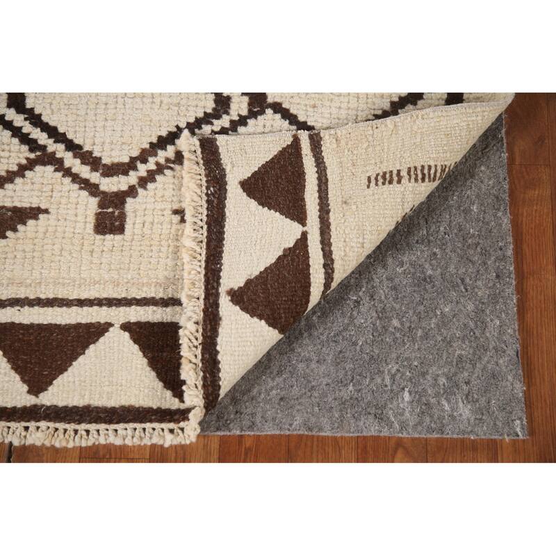 Beige Plush Anatolian Turkish Runner Rug Hand-knotted Wool Carpet - 3'5"x 11'6"