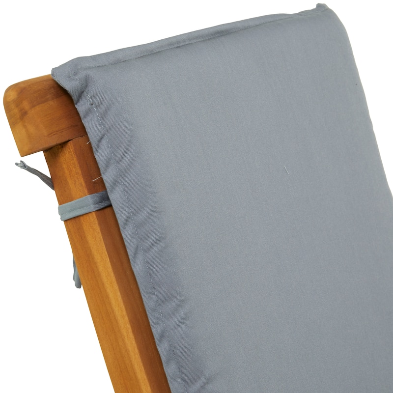 Brown Teak Wood Folding Outdoor Dining Chair with Cushions (Set of 2)