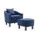 preview thumbnail 11 of 24, Arms Chair with Ottoman Mid Century Barrel Chair for Living Room Blue