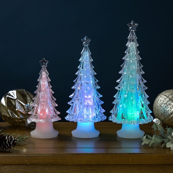Northlight LED Lighted Color Changing Acrylic Christmas Tree Decorations 8.5 inch Set of 3 Size One size Clear