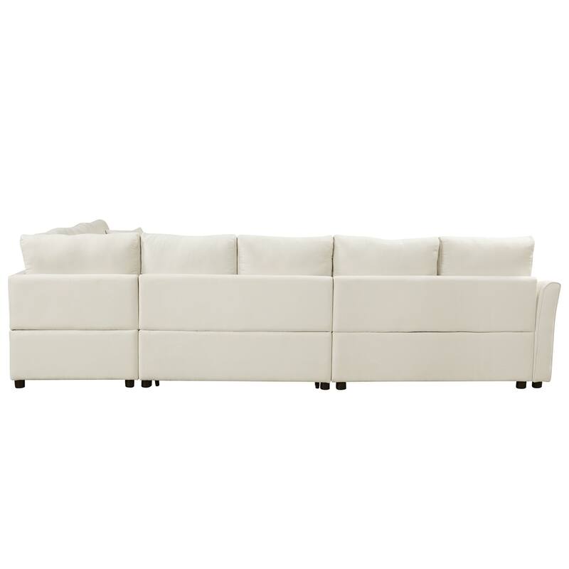 L-shaped Sofa Convertible Sofa Bed Pull Out Sofa Sleeper w/Back Pillow