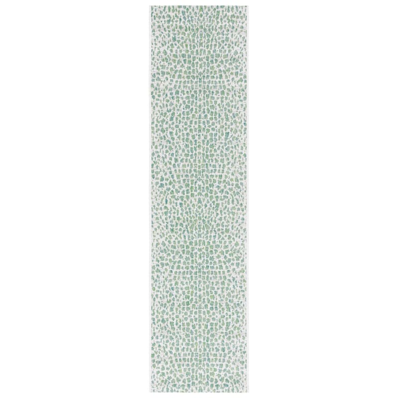 SAFAVIEH Courtyard Ruta Indoor/ Outdoor Waterproof Patio Backyard Rug - 2'3" x 8' Runner - Ivory/Green