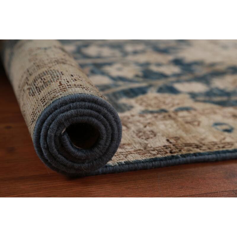 Hand Knotted Oriental 100% Wool Carpet Transitional All-Over Beige & Ivories Oushak Runner Rug - 11' 7'' X 2' 10''