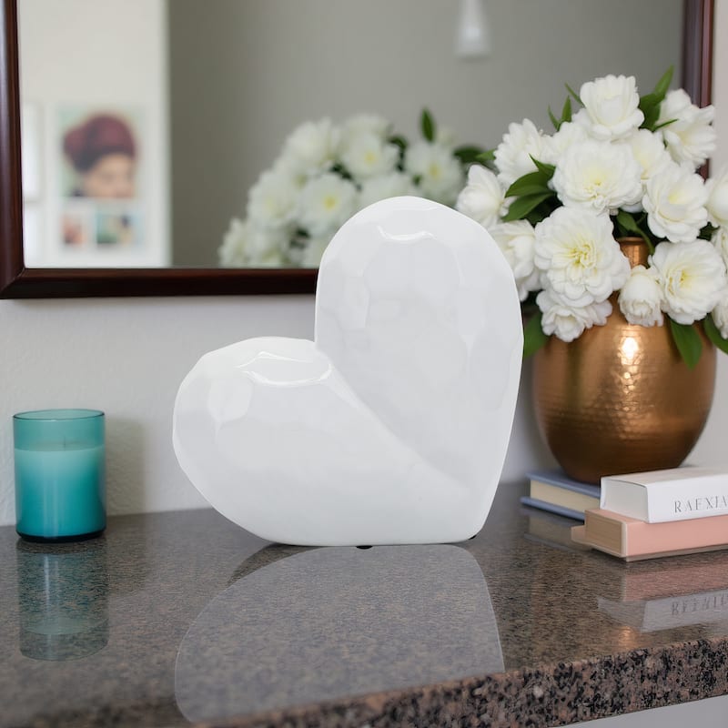 Modern Stone Ceramic Geometric Heart Sculpture