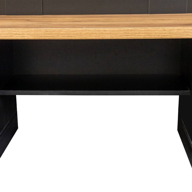 Farmhouse Hall Tree with Wood Grain Bench, Hooks and Bottom Cabinets
