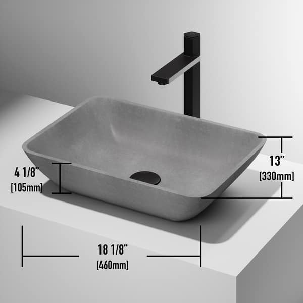 VIGO Duomo 18"L x 13"W x 4"H Concreto Stone Rectangular Bathroom Vessel Sink