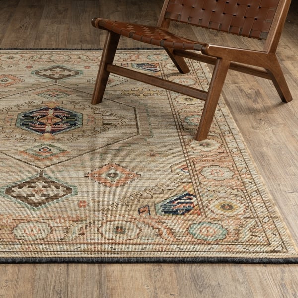 slide 2 of 4, Landon Traditional Medallion Wool Blend Area Rug Beige / Multi - 2' x 3'