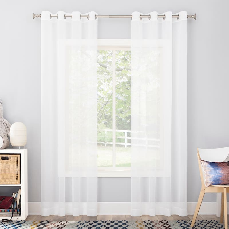 No. 918 Calypso Voile Sheer Grommet Curtain Panel, Single Panel - White - 59" x 63"