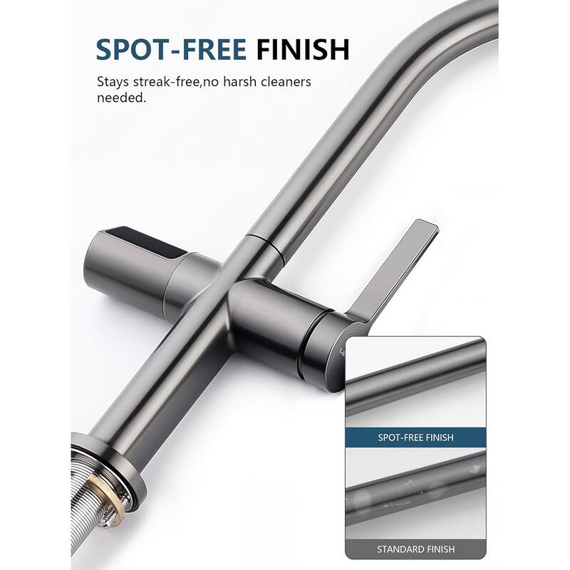 Lefton Touchless Pull-Out Kitchen Faucet, Hands Free Motion Sensor Activated, Battery-Free Temperature Display, KF2206