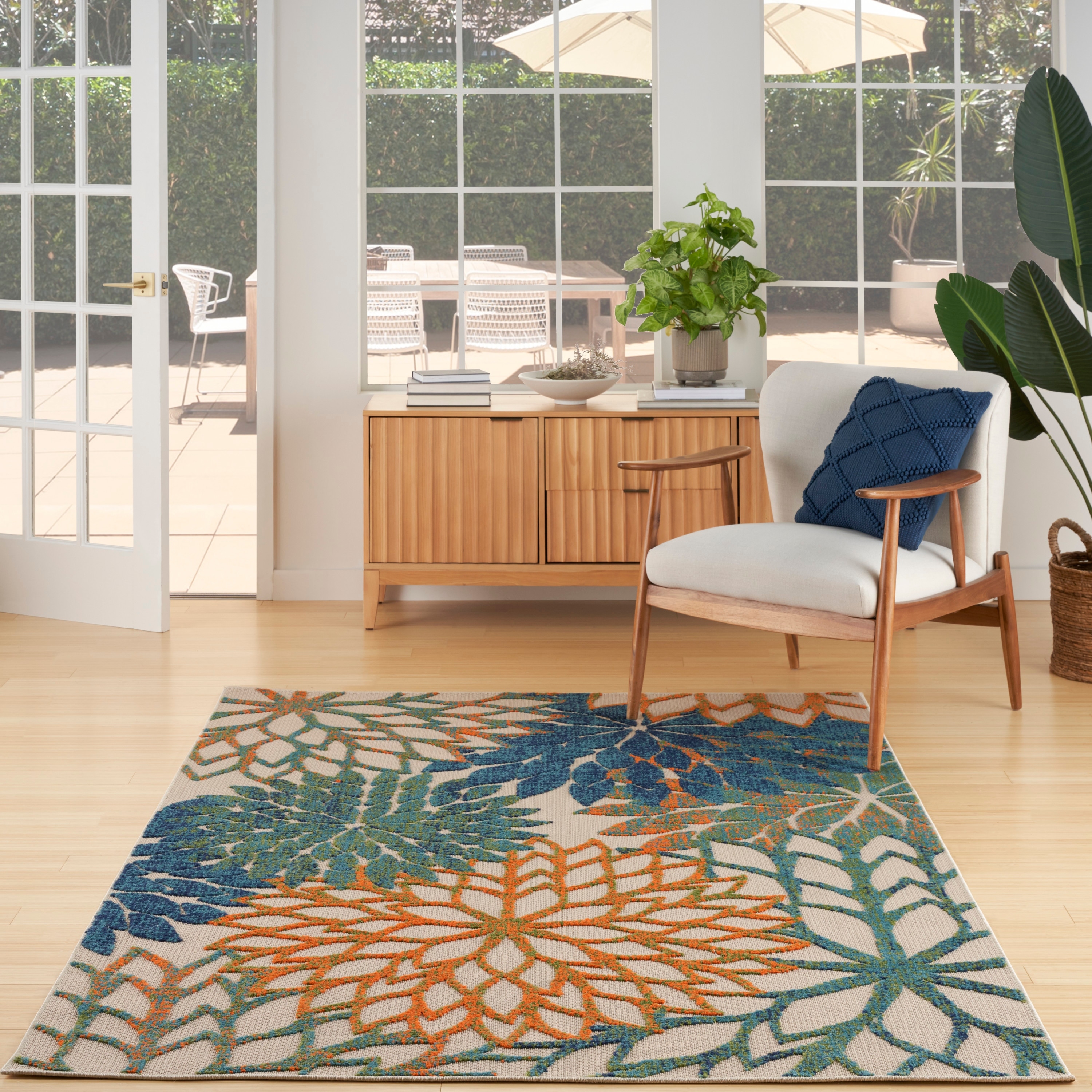 Tropical rectangular colored vinyl carpet