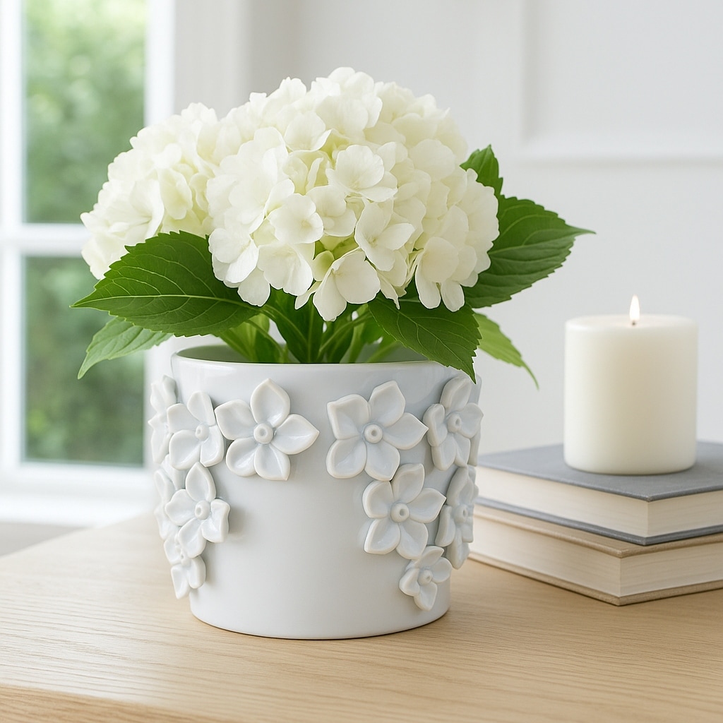 Modern Textured Round Ceramic Outdoor Planter