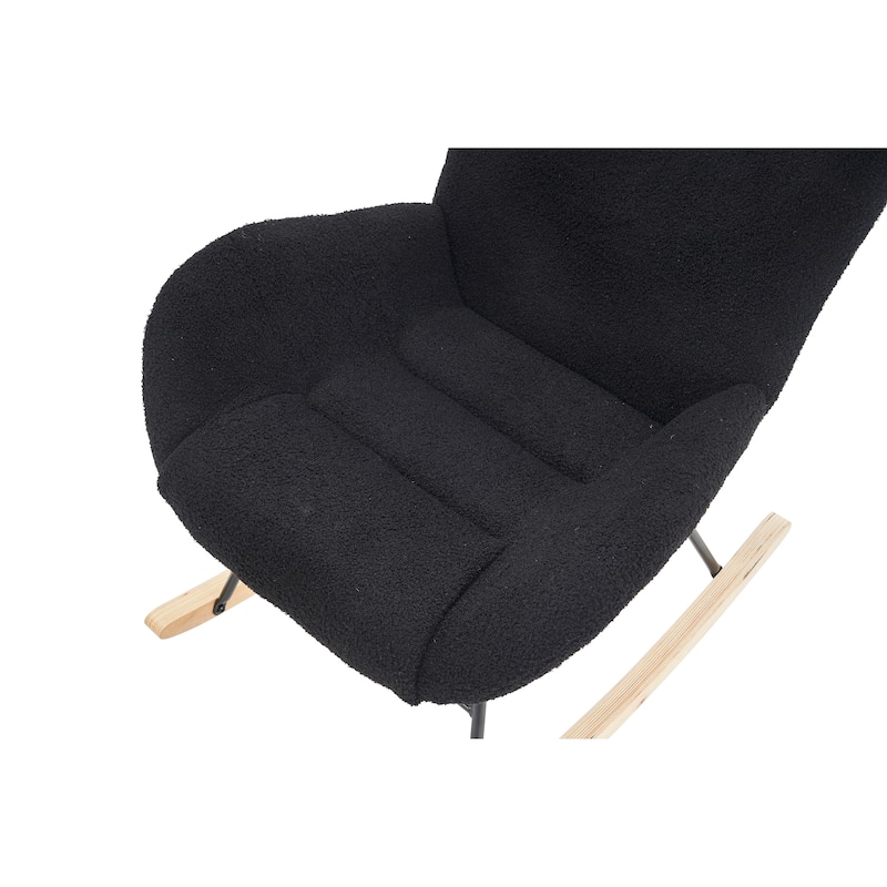 Solid Wood Legs Reading Chair with Teddy Fabric Upholstered