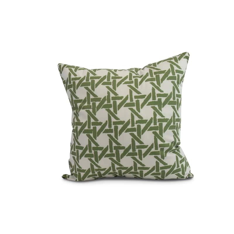 20 x 20 Inch Rattan Geometric Geometric Print Outdoor Pillow