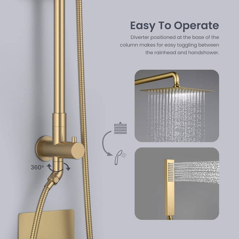 Cube Pressure Balanced 2-Function Shower Column with Rough In Valve