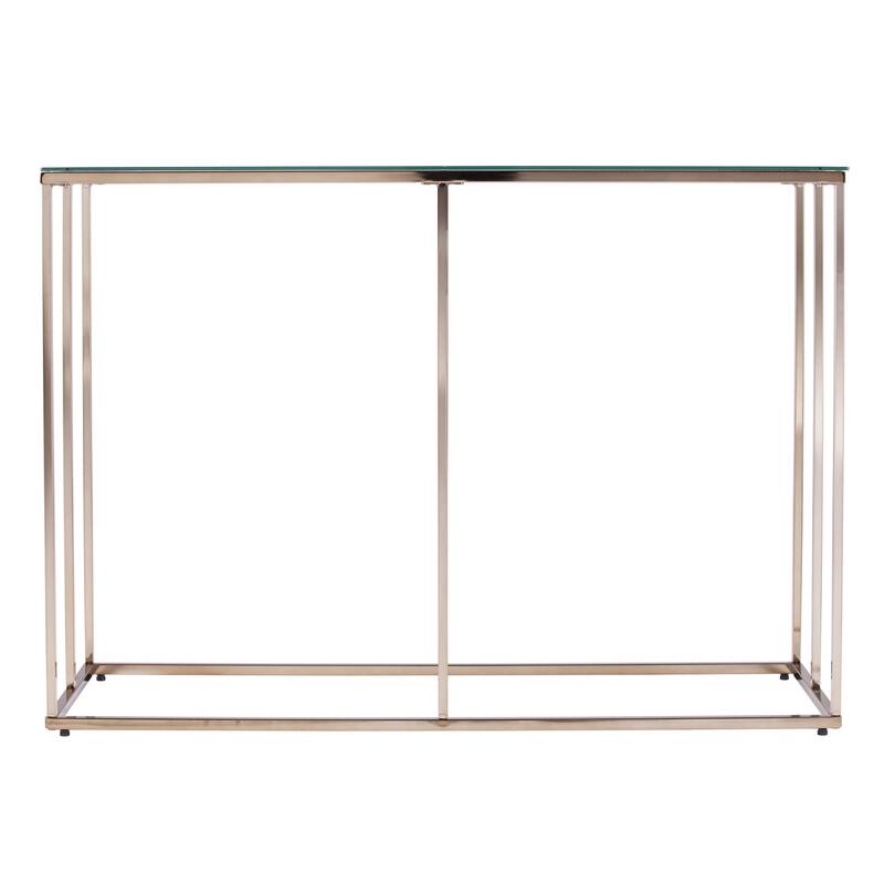 Clear Glass Gold Frame Rectangular Console Table for Living Room - 42" L x 16" W x 29.5" H - Clear-Gold