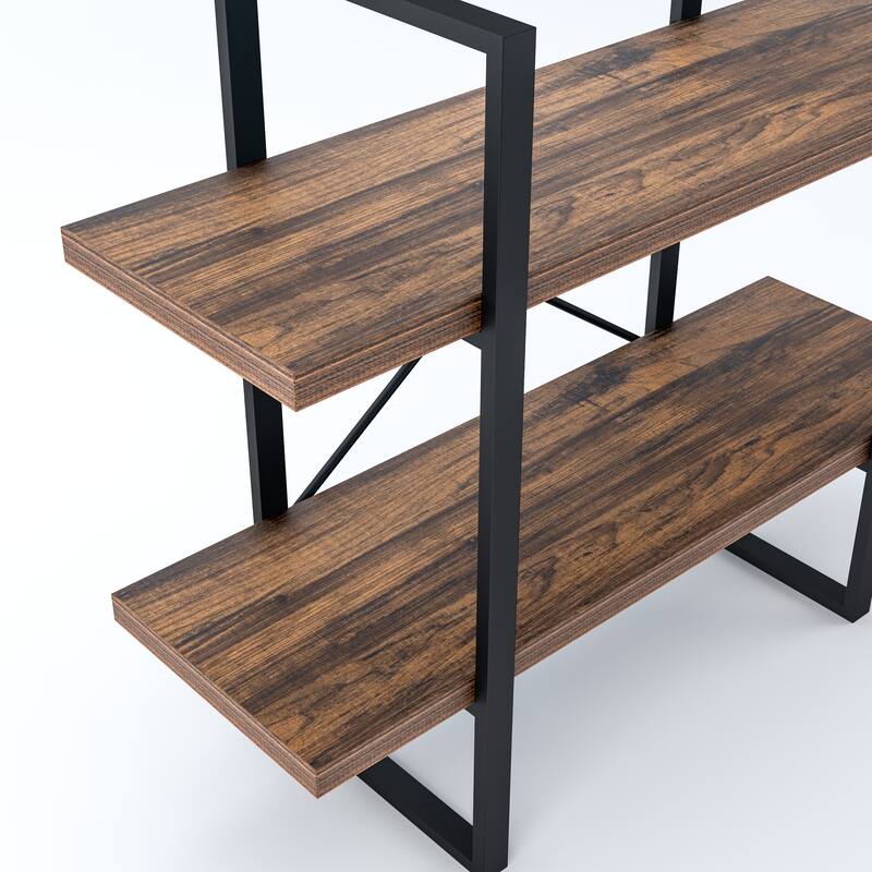 DAVEE 6-Tier Antique Waln ut Display and Etagere Bookshelves - 85.83" H x 35" W x 12.52" D