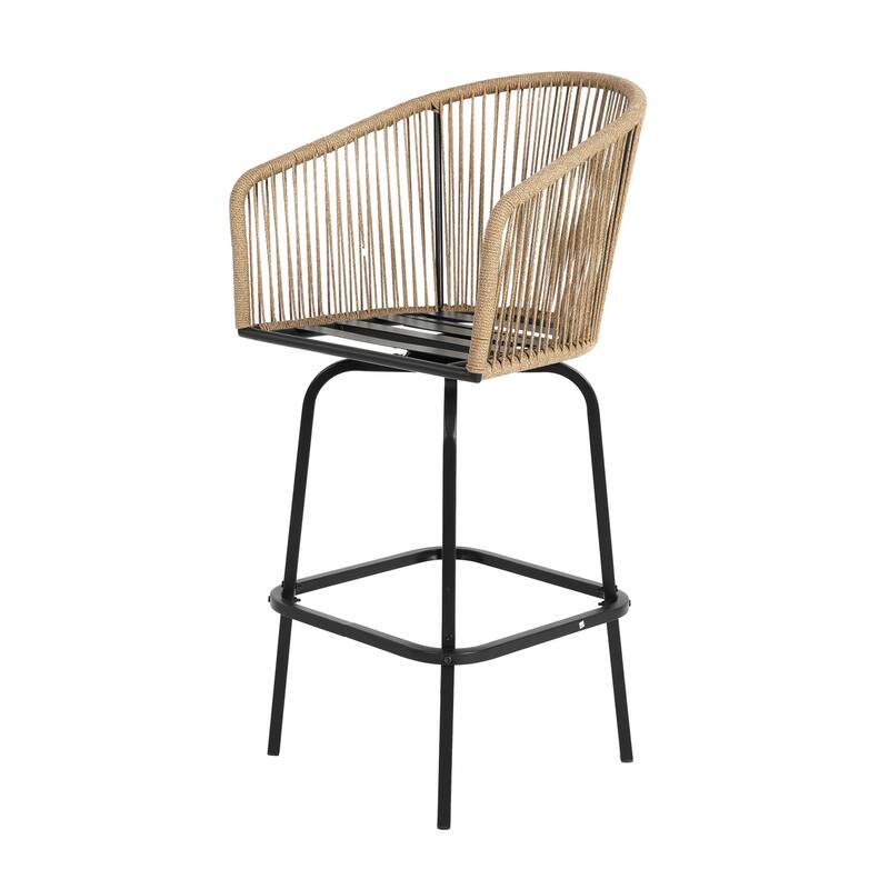 Patio Bar Table and Swivel Chairs Set with Metal Frame (Set of 3)