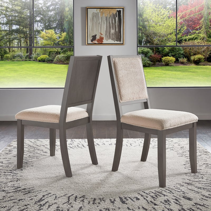 Harstad Wood Finish Cream Boucle Fabric Dining Chair (Set of 2) by iNSPIRE Q Modern