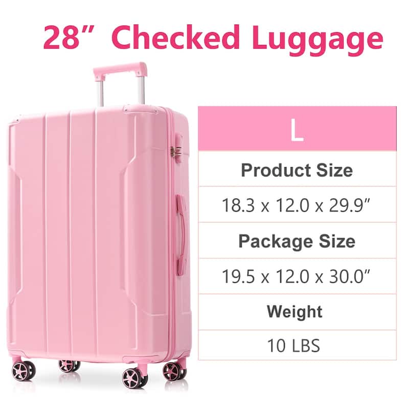 Hardshell Luggage, Lightweight Durable ABS Suitcases with Double Wheels
