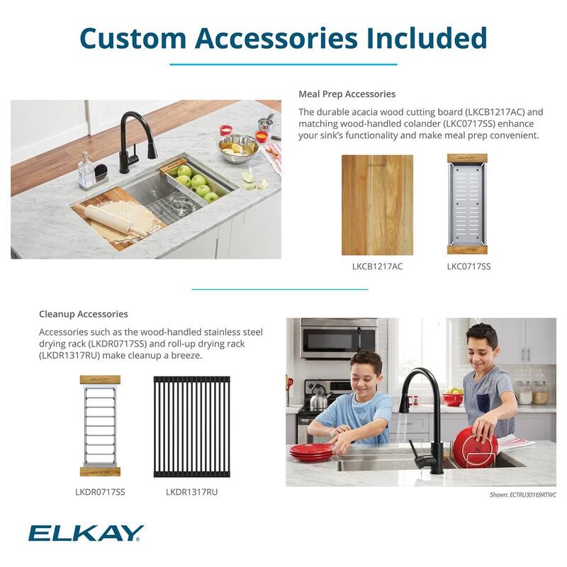 Elkay Crosstown Workstation Stainless Steel, 25-1/2" x 18-1/2" x 9" Single Bowl Undermount Sink Kit