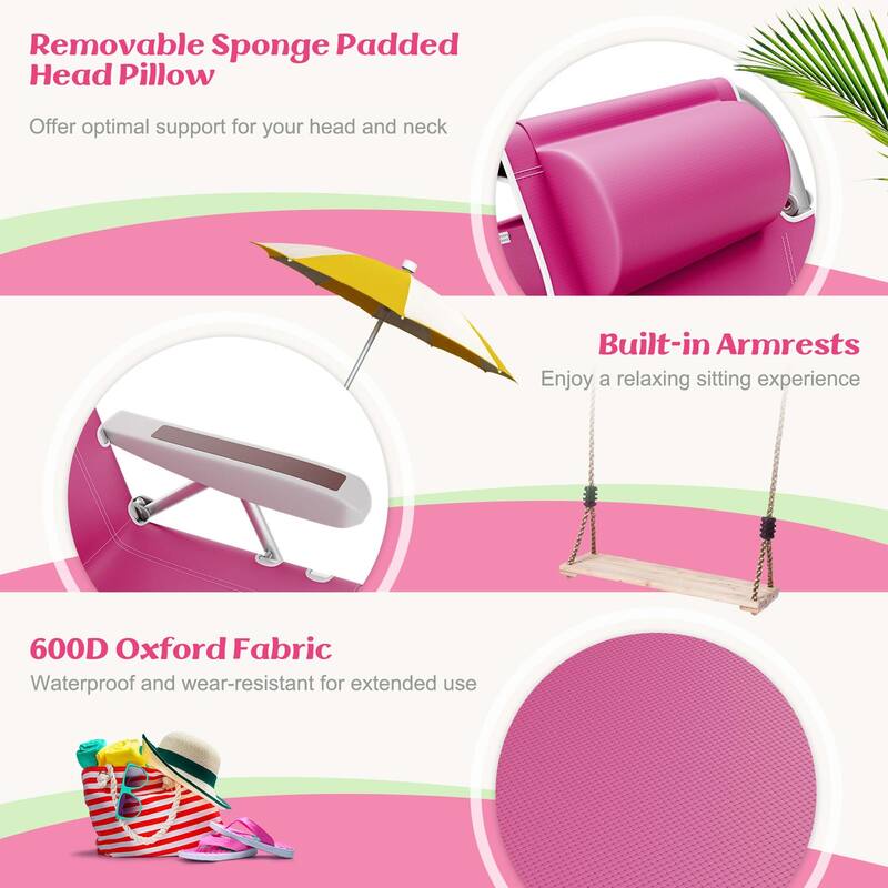 Goplus 1/2 PCS Folding Beach Chair for Adult Lightweight Aluminum