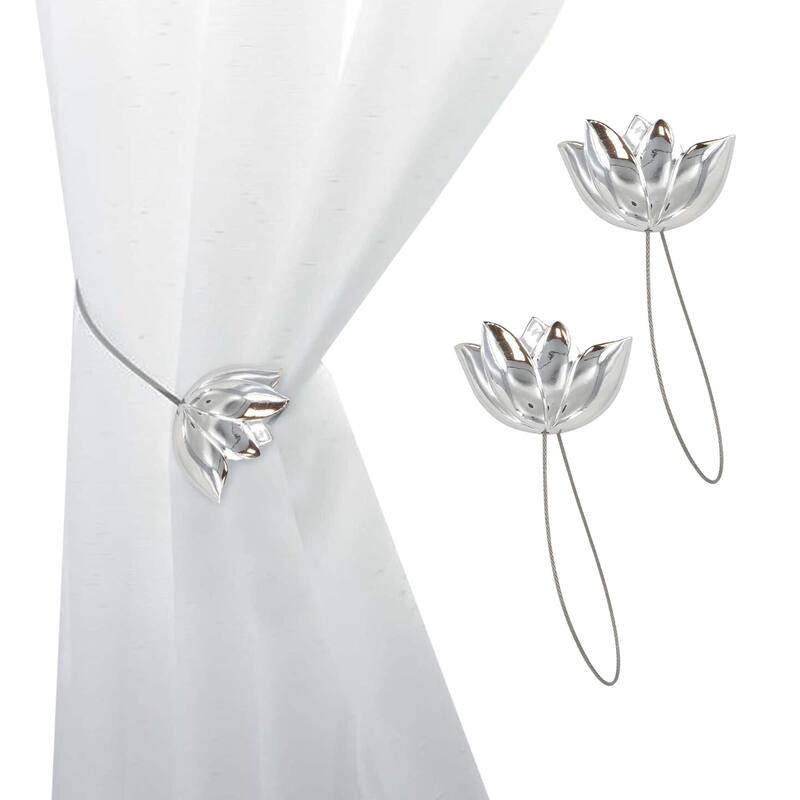 Set of 2 Resin Tieback With Magnet Tulip Small Size - 11.8"L x 2.1"W x 1"D