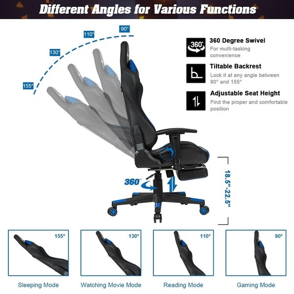 Massage racing gaming chair on sale chair with rgb led lights
