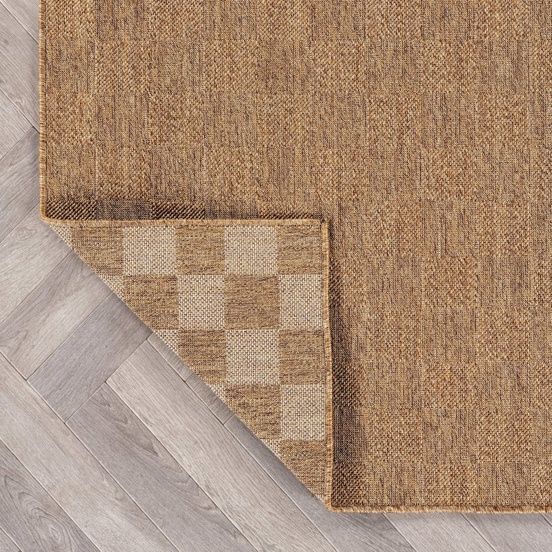 World Rug Gallery Checkered Indoor/Outdoor Flat Woven Area Rug