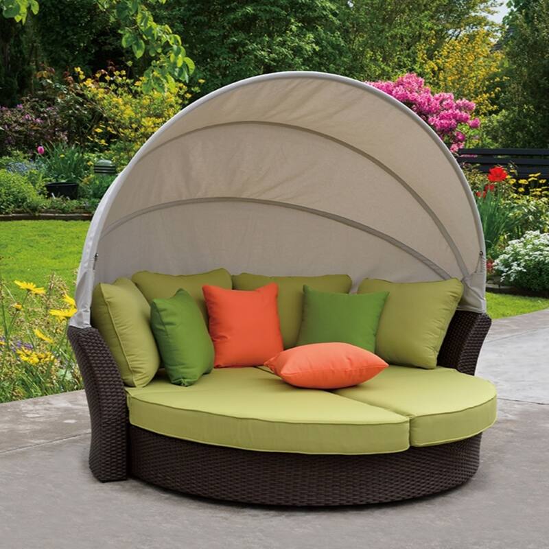 Courtyard Casual Green Eclipse Outdoor Expandable Daybed W/ Canopy